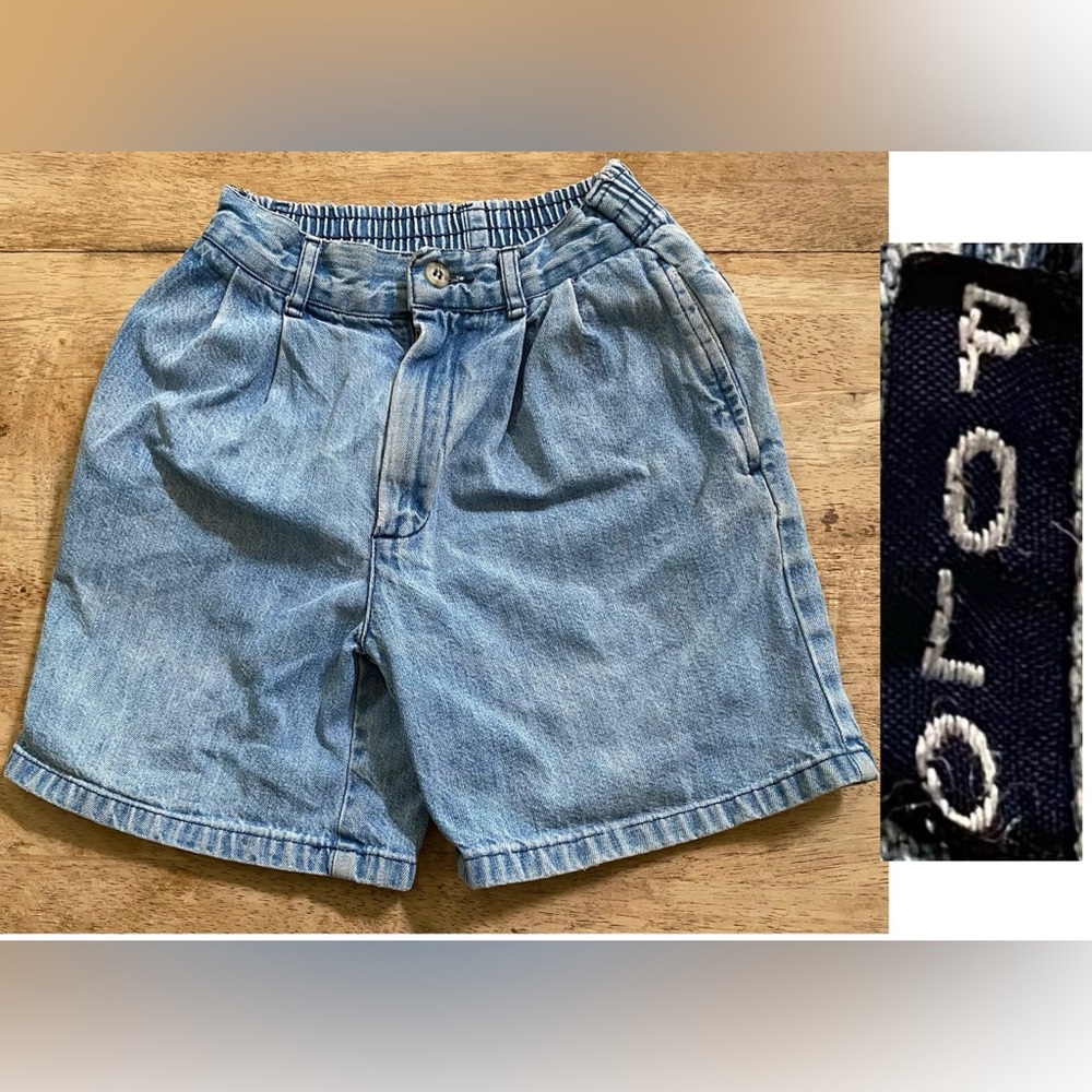 Vintage Polo Ralph Lauren Boy’s Sz 6 Light Wash Cotton Denim Chino‎ Shorts
